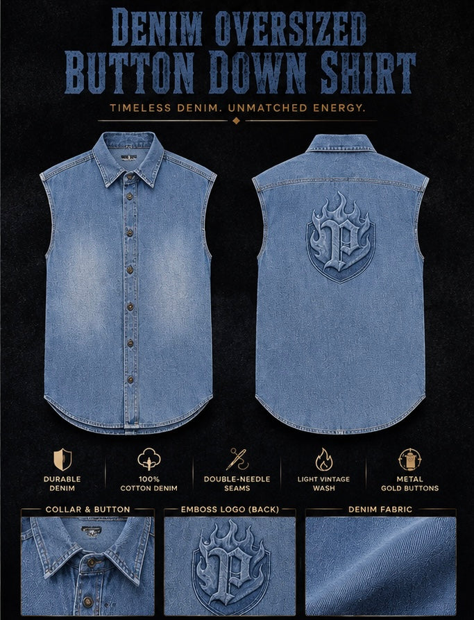Denim Oversized Button Down Shirt
